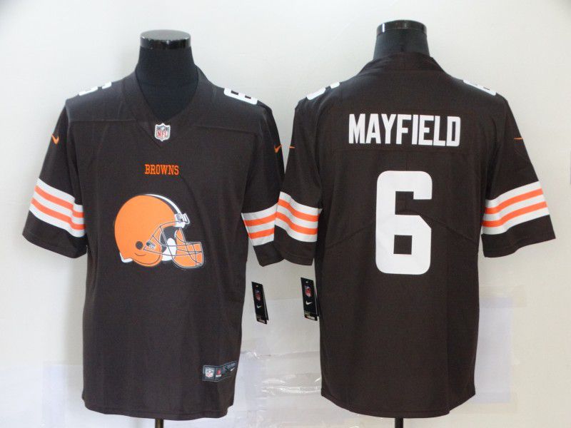 Men Cleveland Browns #6 Mayfield Brown Nike Team logo fashion NFL Jersey->cleveland browns->NFL Jersey